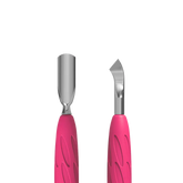 Staleks Pro UNIQ 10 TYPE 4.2 Gummy Manicure Pusher with Silicone Handle Narrow Rounded Pusher + Bent Blade PQ-10/4.2